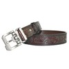 PACDE Western Retro Cowboy Belt Genine Leather Cowskin Jeans Flower