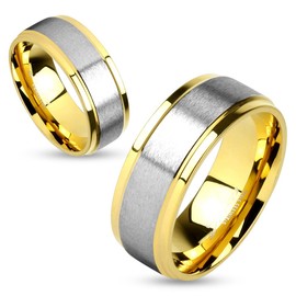 Autiga Women's and Men's Wedding Ring Partner Ring Wedding Ring Two-Tone Stainless Steel, Stainless Steel