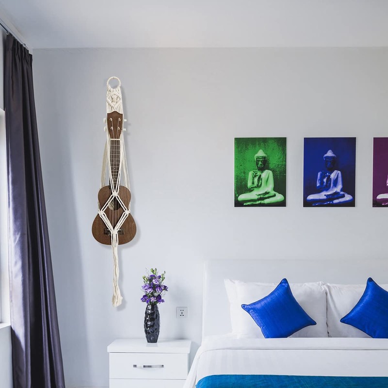 zhuohai White Ukulele Hanger Decor Guitar Wall Hanger, Ukulele Case