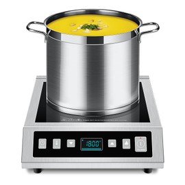 AMZCHEF Induction Cooktop Commercial, Professional Portable Burner, 1800W Countertop Stove Burner with ETL-Certified Induction Hot Plate 3 Hours Timer,8 Temperature & Power Levels,LCD Screen