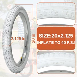 APEXRUN Kids Bike Tires 2-Pack Folding 20x2.125 inch Bicycle Tires and Pair Inner Tubes with 4 Tire Levers Replacement Set 20x2.125 inch Teenager Bike Tire Fits Most Kids Bikes