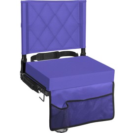 Sheenive Stadium Seats for Bleachers with Back Support, Bleacher Seats with Backs and Cushion Wide, Padded Portable Folding Comfort Stadium Chair with Shoulder Strap, Perfect for Sports Events, Purple