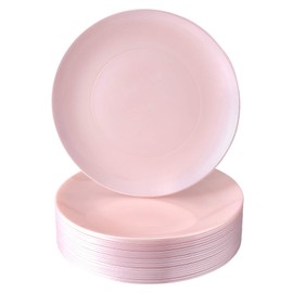DISPOSABLE DINNER PLATES | 40 pc | Heavy Duty Plastic Dishes | Elegant Fine China Look | Opulence – Blush (10.25”)