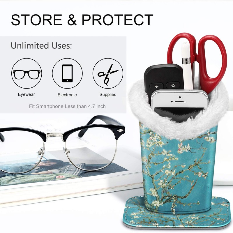 FINTIE Plush Lined Eyeglasses Holder, Glasses Stand Case, Anti-scratch Glasses