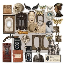 Vintage Junk Journal Items Kit Pre Cut Paper Cards Cutout Cardstock Art Aesthetic Decor Hollow Out Craft Elements Small Embellishments Supplies for Adults Scrapbook Pack (Characters)