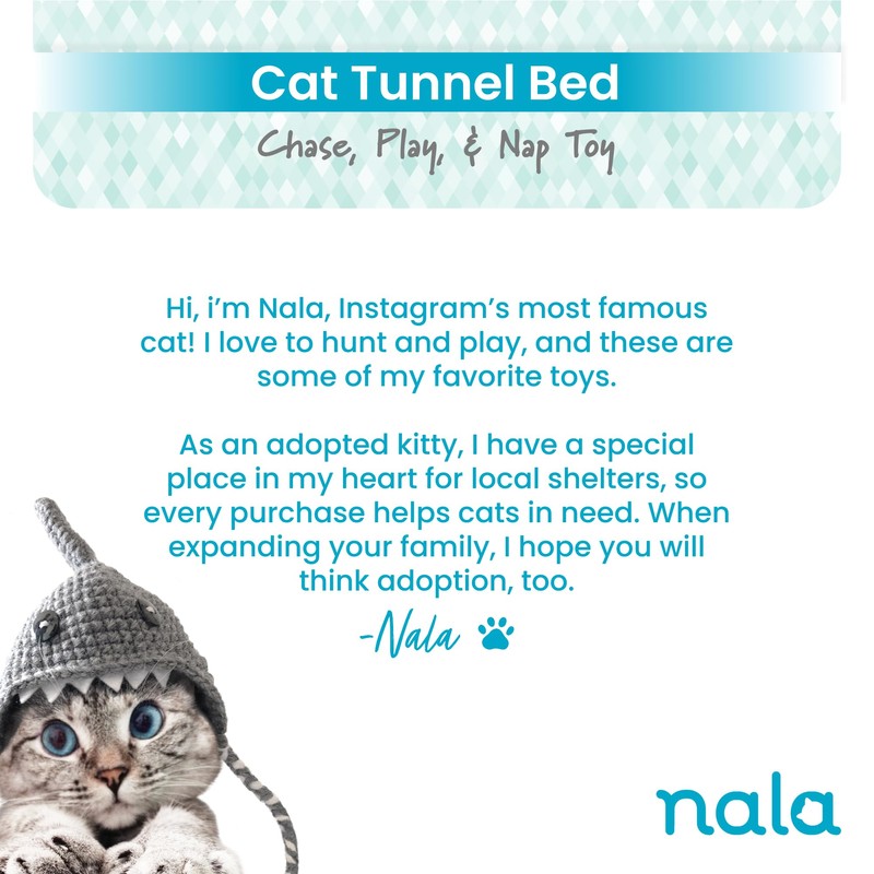Caitec Presents Nala Cat Tunnel Bed - Collapsible Cat Cave