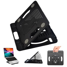 ADERTOS Laptopständer Faltbarer Laptop Stand 8-Stufe Einstellbar Schwarz Notebook Ständer ABS Laptop Halterung Halter Belüfteter Ergonomisch Laptophalter Kompatibel mit den Meisten Laptops