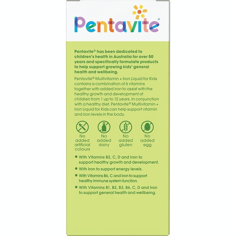 Pentavite Multivitamin + Iron Kids Liquid Lemon Lime 200ml