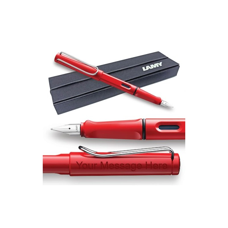 Lamy Engraved Fountain Pen Safari red Great gift for School