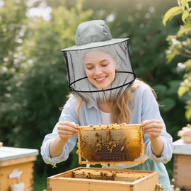 Hut mit Moskitonetz, Imkerhut mit Schleier, Moskitonetz Kopfschutz Moskito, Hut Mückennetz Kopf Mückenschutz Hut für Outdoor-Enthusiasten, Wandern, Camping, Gartenarbeit Angeln (Grau)