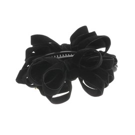 VINGTAINE H7028-BK- Velvet Loop Ribbon Banana Clip, Thin Ribbon, Simple, Hair Clip, Hair Accessory