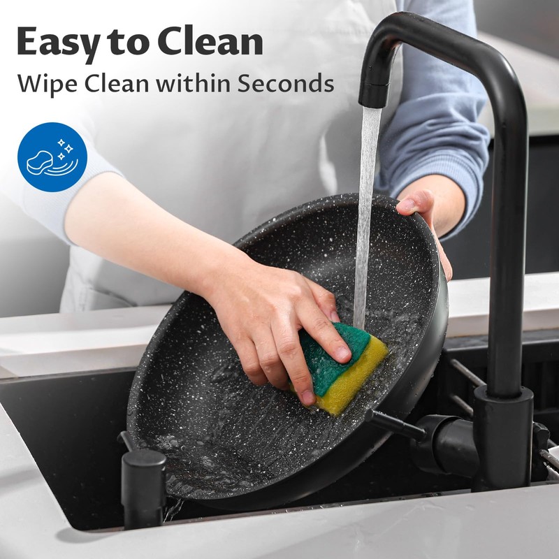 BEZIA Induction Cookware Set 10 Pieces, Nonstick Pots and Pans