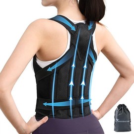 WEEOATAR Elastic Posture Trainer,Upper Back Brace,Posture Corrector with Magic Stickers Easy to Use,Adjustable Back Straightener Brace,Posture Corrector Strap for Adults and Kids(Black2,M)