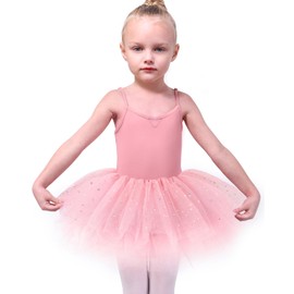 iMucci Ballet Leotards for Girls Toddler Ballet Tutu Dance Leotards Outfit with Sequin Dress(12 Months-8 Years) Dusty Pink