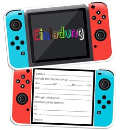 ZELAITE 12 x Invitation Cards Envelopes for Girls and Boys Children's Birthday, Video Gaming Game, The Colourful Cards are the Perfect Invitation for the Next Gaming Party