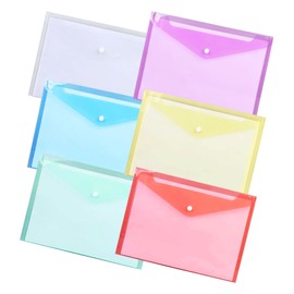 Bliceon 12 Pack A5 Plastic Wallets with Popper Closure - Assorted Colors Document Folders, Document File Holders for School, Home, Office, and Travel Organization