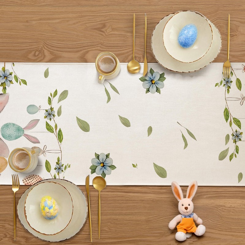YCOLL Table Runner Easter Table Runner Spring Easter Decoration Modern