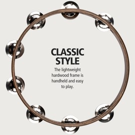 MEINL Percussion Traditional Wood Tambourine with Steel Jingles - 1 row, walnut brown (TA1WB)