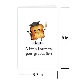 Leinessy Cute Toast Graduation Card, Congratulations Card with Envelope, A Little Toast to Your Graduation Pun Card