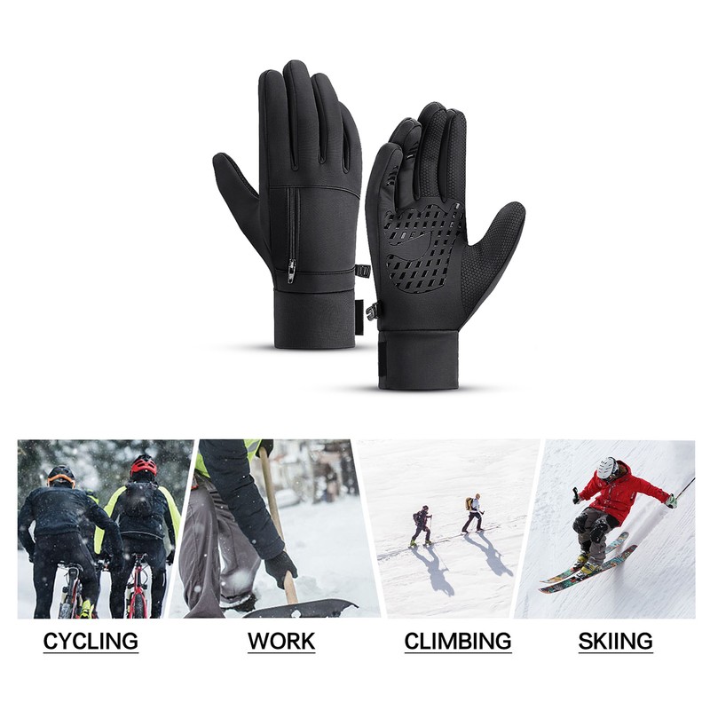 Men Winter Waterproof Gloves Touchscreen Pocket Anti-Slip Fleece Thermal Sport
