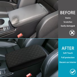 LOCOY Center Console Armrest Cover Fit for Honda Civic Accessories 2022 2023 2024 2025, 11th Gen Civic Arm Rest Box Protective Cover, Armrest Lid Cushion Pad, Middle Console Cover (Black Stitches)