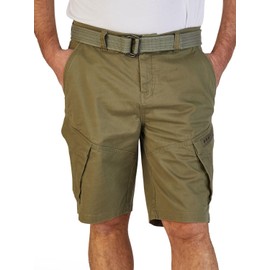 DENIMFY Cargo Shorts Men's Stretch with Belt Regular Fit DFPhil Shorts Cargo Shorts Summer Black Green Beige S M L XL XXL 3XL 4XL 5XL, Ivy Olive, L