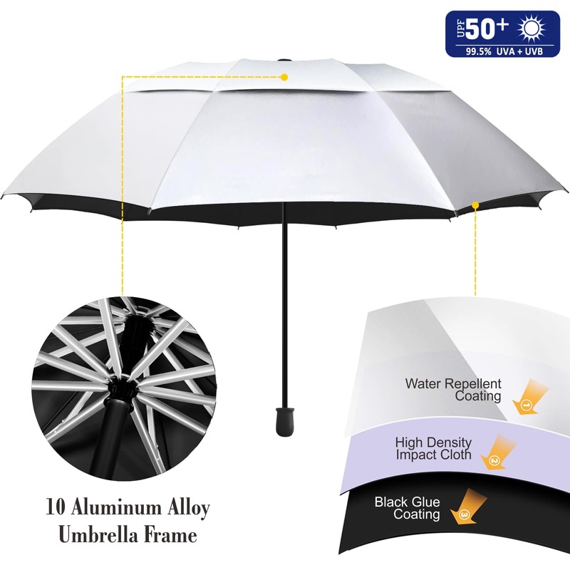 HOBVO UPF 50+ Golf Umbrella with Adjustable Universal Clamp, Portable
