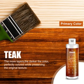 Water Based Wood Stain - Teak | Wood Varnish for Indoor ＆ Outdoor Furniture, Wardrobe, Cabinets, Doors, Low Odor ＆ Non-Toxic, Fast Drying, Multiple Classical Finishes - 8.5fl.oz / 250ml