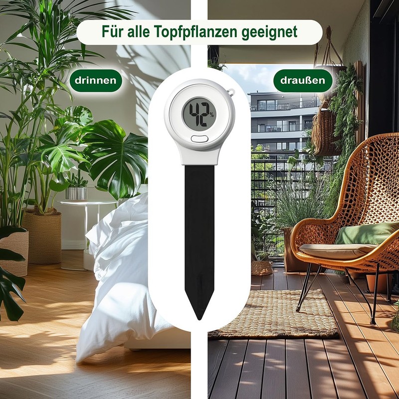 Royal Gardineer Bodenfeuchtemessgeräte: 6er-Set Digitale Boden-Feuchtigkeitsmessgeräte für Pflanzen, LCD (LCD-Bodenfeuchtigkeits-Messer,