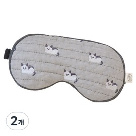 Brown rice warm rice Hyunmi Onmi Eye Compress Pack Embroidery Series Kitty, 1 Pack, 2 Packs / 현미온미 눈찜질팩 자수시리즈 냥이, 1개입, 2개