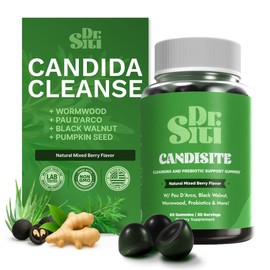 Candisite | Candida Cleanse | 10-in-1 Advanced Formula - Wormwood, Black Walnut, PAU D’Arco | Supports Digestive & Microbial Balance | Candida Support | 60 Gummies