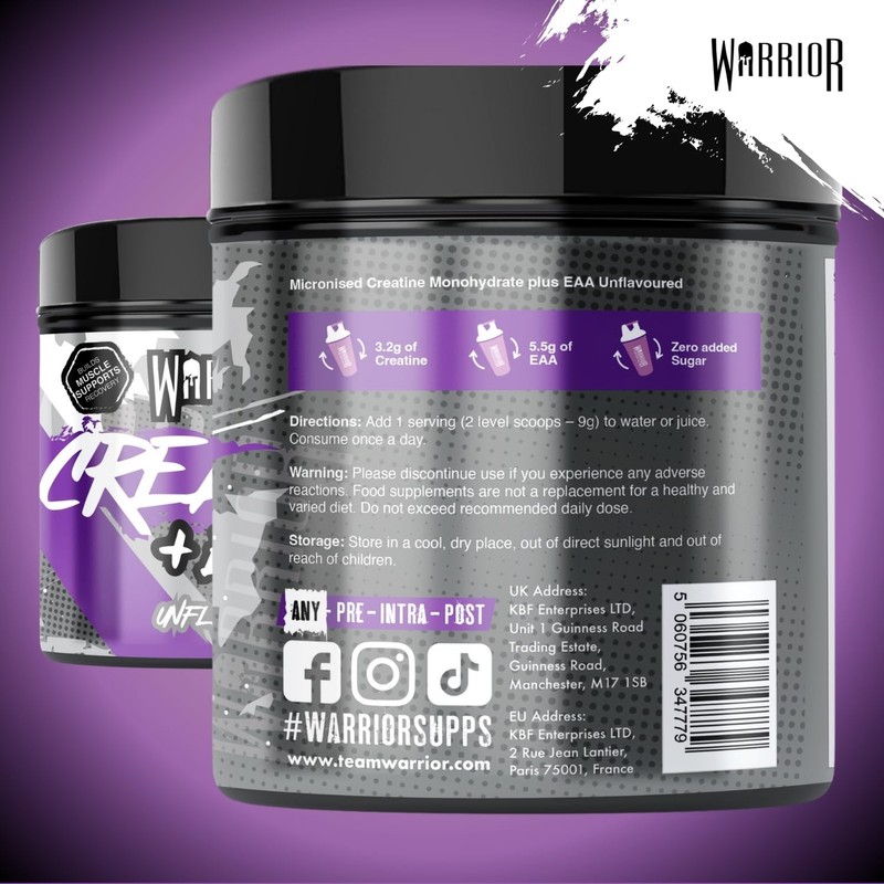 Warrior Creatine Monohydrate Plus EAA – 30 Servings Muscle Recovery
