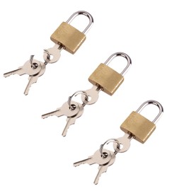 Padlocks with Keys 20mm Mini Padlock for Locker Suitcase Luggage Tool Box Jewellery Box Cupboard Travel Bags Backpack Computer Bag Locks Outdoor Small Security Lock Solid Brass Gold Body (Pack of 3)