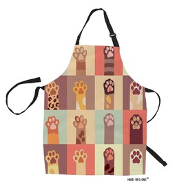 HGOD DESIGNS Cat Kitchen Apron,Funny Cute Cats Paw Flat Icon Bib Aprons For Home Cooking Gardening Adjustable Neck for Women men,Adult Size