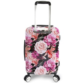 BEBE Women's Marie 21" Hardside Carry-on Spinner Luggage, Black Floral Print, One Size