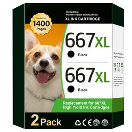TECKKIN 667 667xl Cartuchos de Remanufacturado 667 XL para 667 XL Compatibles con el HP DeskJet Ink Advantage 2374 1275 2376 2775 2776 DeskJet Plus 6475 6476 6075(2 Negro)