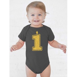 Aiden's Corner Cute Baby Boy Girl Handmade First Birthday Bodysuits 1 Gold and Silver Party Outfits (1 Gold Lt Blue, 18 Months)