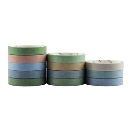YUBBAEX 12 Rolls Washi Tape Set Natural Color Decorative Tapes for Arts, DIY Crafts, Journals, Planners, Scrapbook, Wrapping Wide -Salty Morandi- (Salty, 8mm x 12Rolls)
