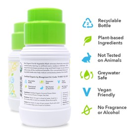 Rain Organic Fruit and Vegetable Wash All Natural Veggie Produce Cleaner for Safe Clean Eating, Baby Essential Eco Friendly Concentrated Strength for Gallons of Soak or Spray