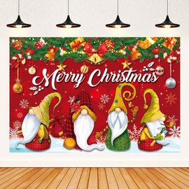 Christmas Photography Backdrop,Fabric Backdrop Winter Photography Background,Merry Christmas Dwarf Jingle Bells Snowflakes, 59 x 39.37 Inches (150 * 100CM)