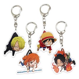EBTY DREAMS Inc. - Set of 4 One Piec OP Acrylic Keychain Monkey D. Luffy, Vinsmoke Sanji, Portgas D. Ace, Nami
