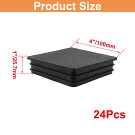 LifCratms 4 Pack 4 Inch (100mm) Square Plastic Plug, Square End Caps, Square Plastic End Caps Tubing Post End Cap for Square Tubing Post, Chairs and Furniture