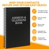 Iconikal Address Telephone Book, 8x5-Inch, Black, Spiral-Bound, 384 Contacts, Organizer
