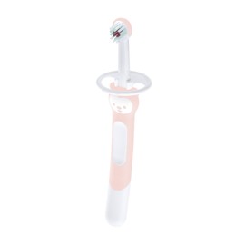 MAM Training Toothbrush for Babies (1 Baby's Brush with Safety Shield), Baby Toothbrush with Brushy The Bear Character, Interactive App, for Girls 5+ Months, Pink