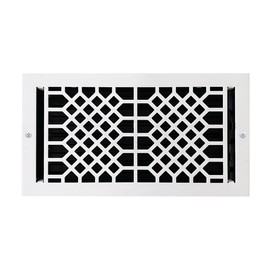 Empire Register Co, Ceiling & Wall Vent Cover - 6x12 inch, Antique Style Design, Matte White Finish, Metal Damper Attached, Measure Wall Hole Dimensions (not for Floor use).