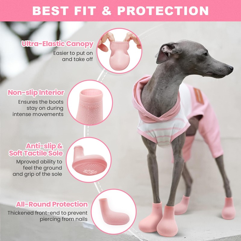 Dog Boots for Hot Pavement & Cold Weather – Ultra-Elastic