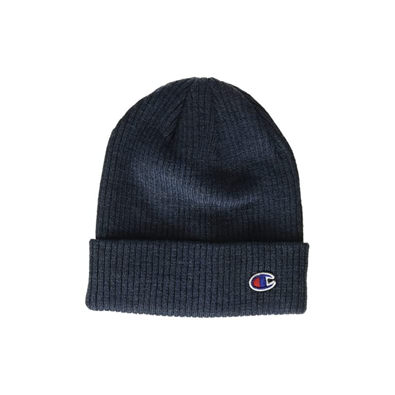 Champion Logo Cuff Beanie, Dark Blue Heather, One Size