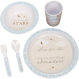 5 Piece Melamine Feeding Set Cup Bowl Plate Cutlery - Bambino Baby Boy