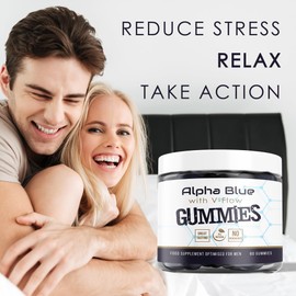 ALPHA BLUE WITH V-FLOW Alpha Blue with V-Flow Gummies, Bloodflow Boosting Formula, 60 Gummies, All Natural, No Headaches, Vegan, Gluten Free
