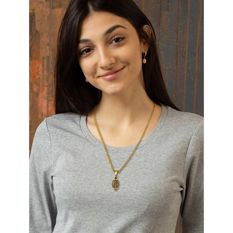 Gold Rugby Necklace for Men Football Necklaces, Surgical Steel American